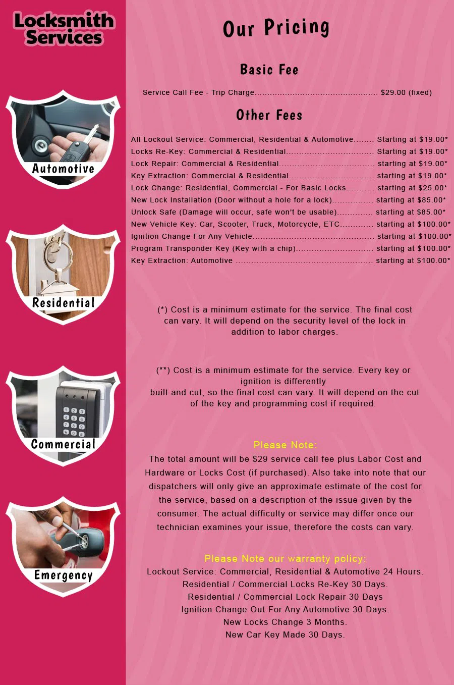 Watchung NJ Locksmith Store Watchung, NJ 908-509-4302 - price-list-c-18